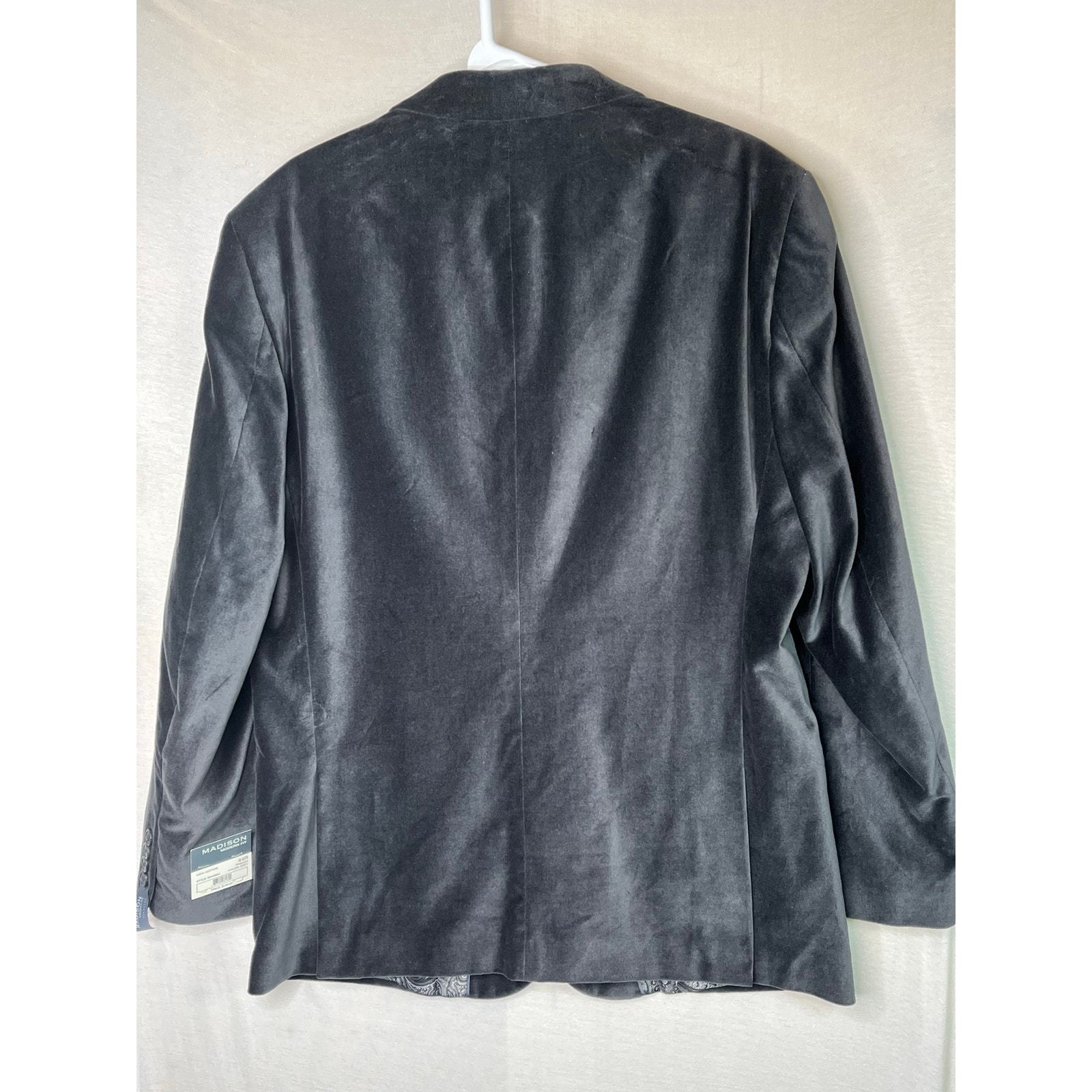 Madison Modern Fit Single Breasted Velvet Blazer, Grey, Size 44r, Nwt — image 7 of 7